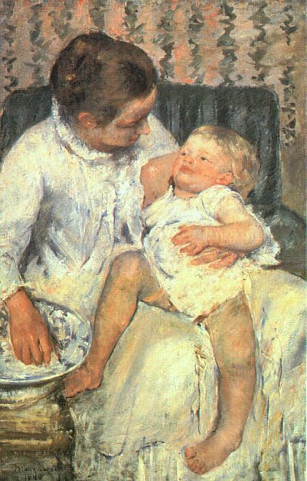 Mary Cassatt Mother About to Wash her Sleepy Child Spain oil painting art